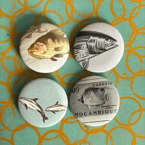 Fish & Dolphin Button Pins